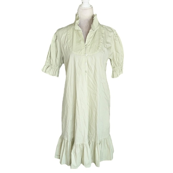 S’EDGE Erin Pastel Green Puff Sleeve Ruffle Mini Dress in Sea Glass - S - Picture 6 of 16